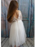 Long Sleeves Ivory Flower Girl Dress